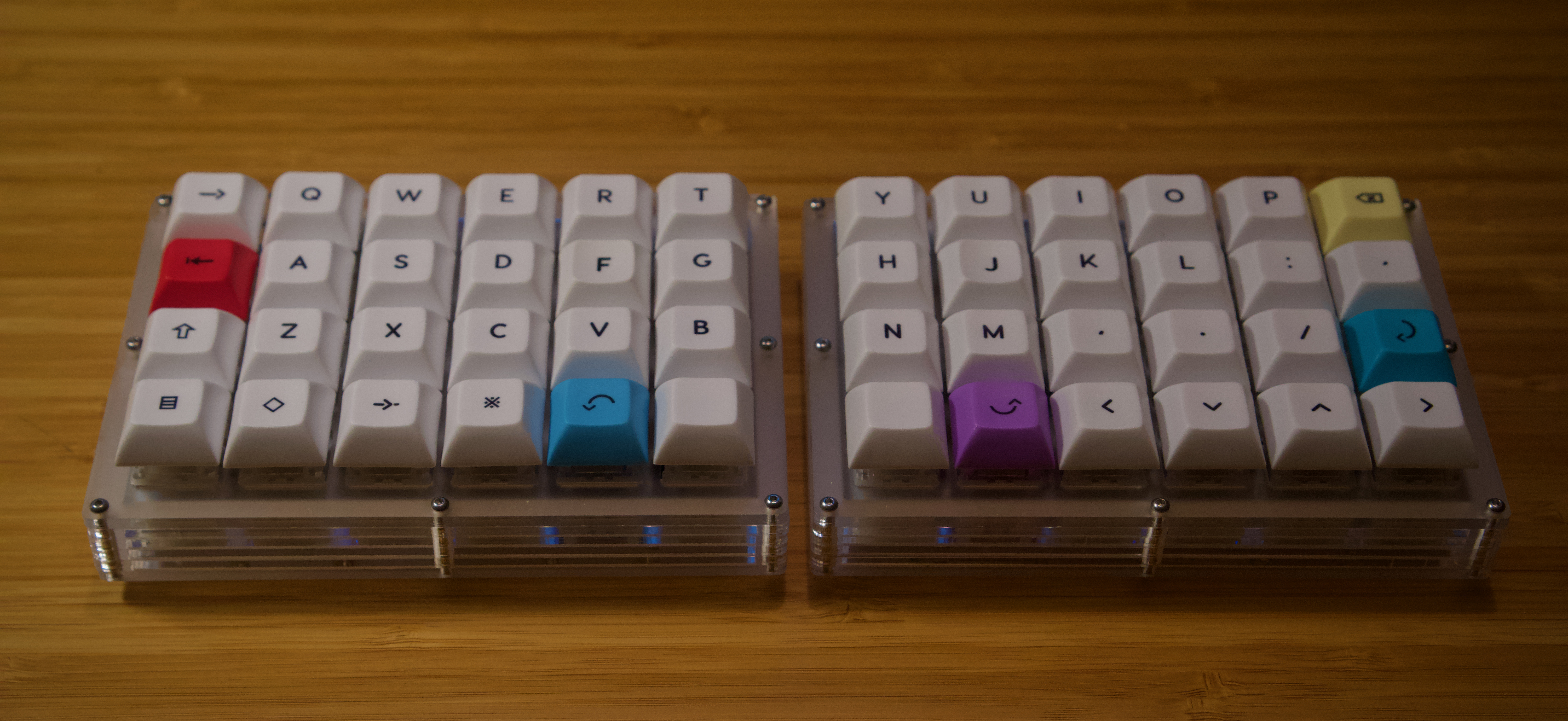 Assembled keyboard, unplugged